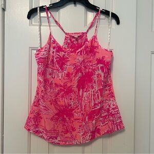Lilly Pulitzer Dusk Racerback Tank Top Cheeky Melon Rule Breakers 100% Silk